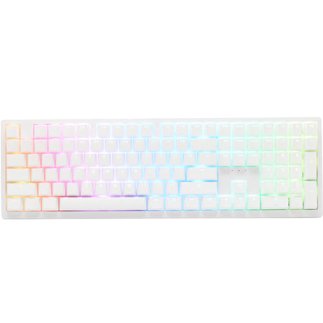 Ducky Zero 6108 Pure White RGB mechanische Gaming-Tastatur (weiß, US-Layout (QWERTY), Cherry MX2A Speed Silver, 100 %, RGB-LEDs, Double-Shot PBT, Hot Swap, 2,4 GHz | Bluetooth | USB-C)
