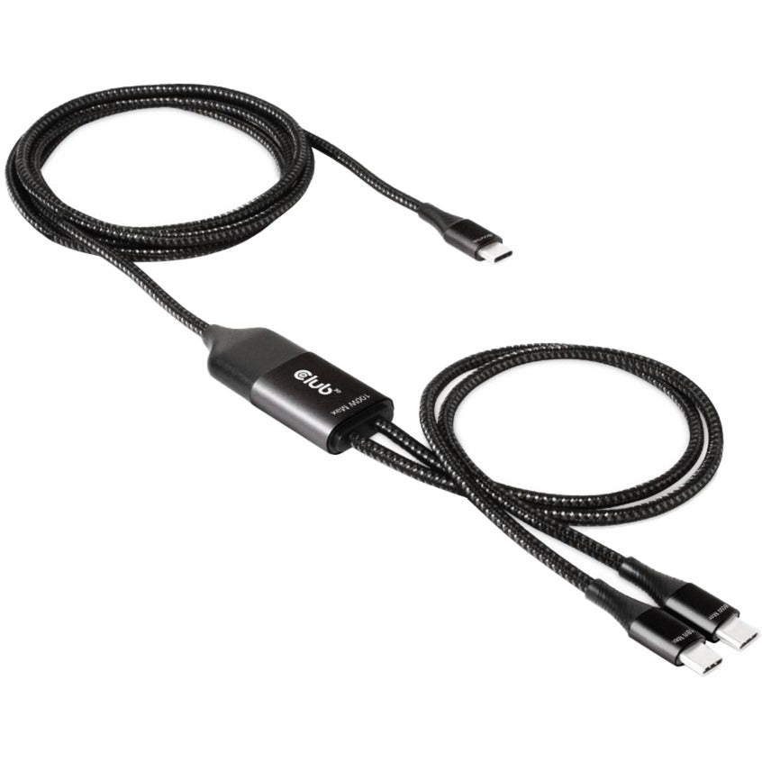 Club 3D USB Typ-C, Y-Ladekabel auf 2x USB Typ-C Splitterkabel (schwarz, 1,83 Meter, max. 100 W)
