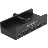 Delock externer 3-Port USB-Hub mit Feststellschraube (schwarz)