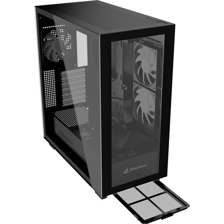 Sharkoon Rebel C60 RGB Midi-Tower-Gehäuse (schwarz | 2x USB-A | 1x USB-C | RGB | gehärtetes Glas)