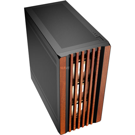 Sharkoon Rebel C70M RGB Midi-Tower-Gehäuse (schwarze Holzfarbe | 2x USB-A | 1x USB-C | RGB)