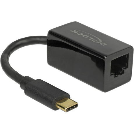 Delock Superspeed USB-C (USB 3.1 Gen 1) Stecker > Gigabit LAN 10 100 1000 Mbit/s Kompaktadapter (schwarz, 0,135 Meter)