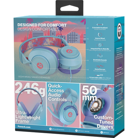 Powera Lucidsound LS10 Kabelgebundenes Gaming-Headset – Ocean Waves Over-Ear-Gaming-Headset (Hellblau Lila, Playstation 5, Playstation 4, Xbox Series