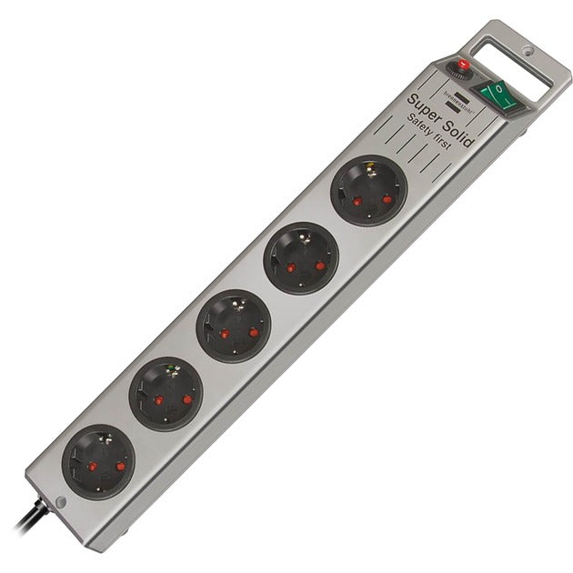 Brennerstuhl Super-Solid-Line-Steckdose 5-fach silber 2,5m h05vv-f 3g1,5