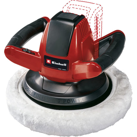Einhell Akku-Polierer CE-CB 18 254 Li Solo – Power X-Change – 18 V Li-Ion – 2.500 t min – ø254 mm – inkl. 2x Poliertuch (1x Textil, 1x Synthetik) - exkl. Akku und Ladegerät