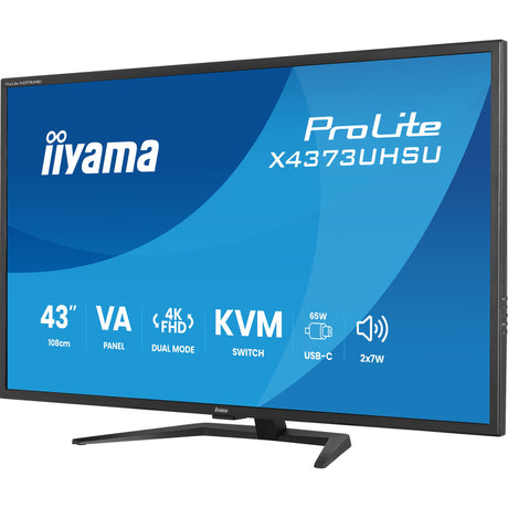 Iiyama prolite x4373uhsu-b2 42.5 4k uhd monitor (zwart (mat), hdmi, displayport, usb-c)