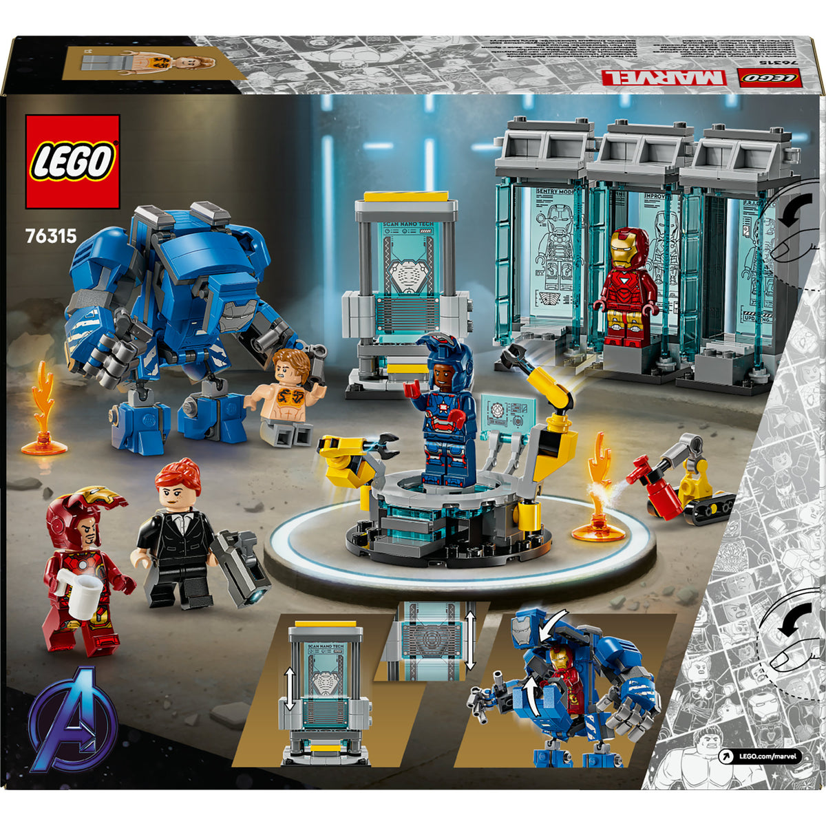Lego Marvel Iron Mans Labor: Rüstungsraum-Set – 76315