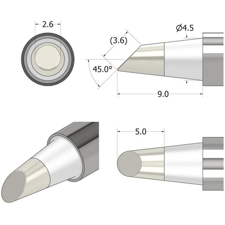 Ifixit fixhub soldeerpunt, conisch afgeschuind, 2,6 mm soldeerbout (zilver)