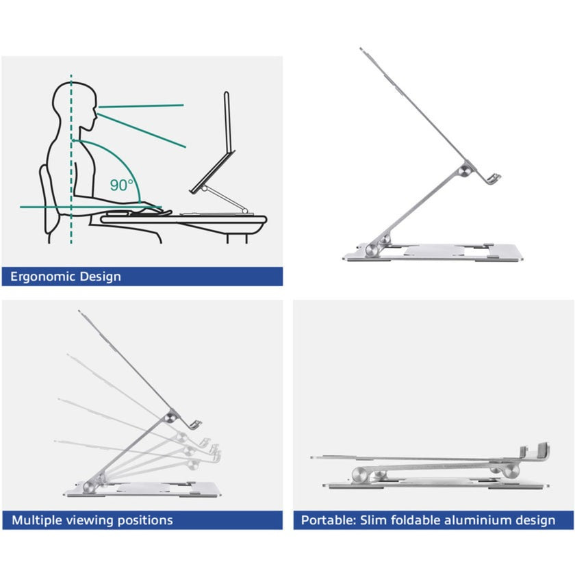 Act Connectivity Laptopständer Aluminium (Aluminium, klappbar, stufenlos höhenverstellbar)