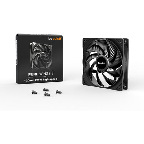 Ruhig sein! Pure Wings 3 PWM Hochgeschwindigkeits-Gehäuselüfter (schwarz, 120 x 120 x 25 mm)