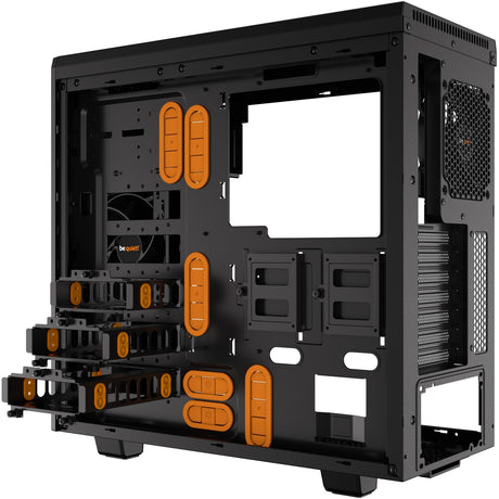 Ruhig sein! Pure Base 600 Window Midi-Tower-Gehäuse (schwarz orange | 2x USB-A | gehärtetes Glas)