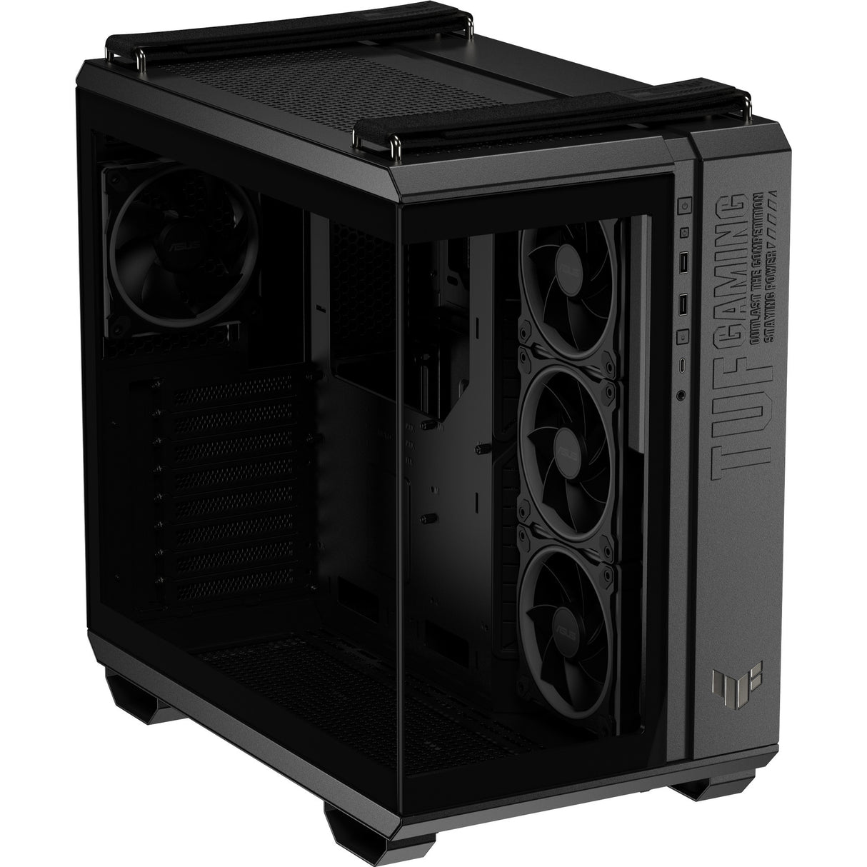 Asus tuf gaming gt502 horizon argb midi tower behuizing (zwart | 3x usb-a | 1x usb-c | tempered glass)