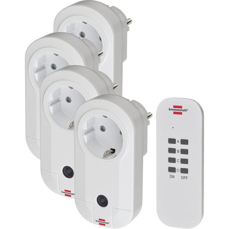 Brennerstuhl Funkschalter-Set RC CE1 4001, 4er-Set Funksteckdosen (für den Innenbereich, mit Handsender und höherem Berührungsschutz) weiß