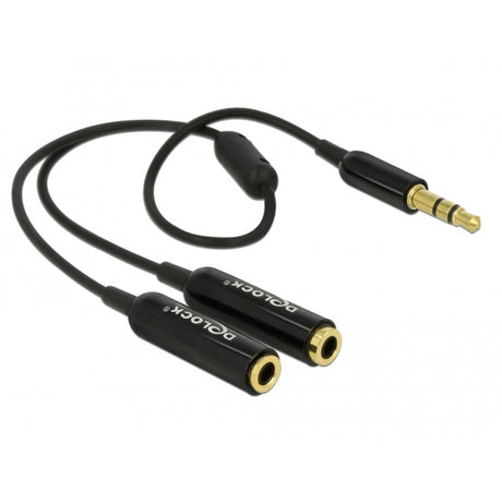 Delock Kabel Audio Splitter Stereo Klinke Stecker 3,5mm > 2x Stereo Klinke Buchse Splitterkabel (schwarz)