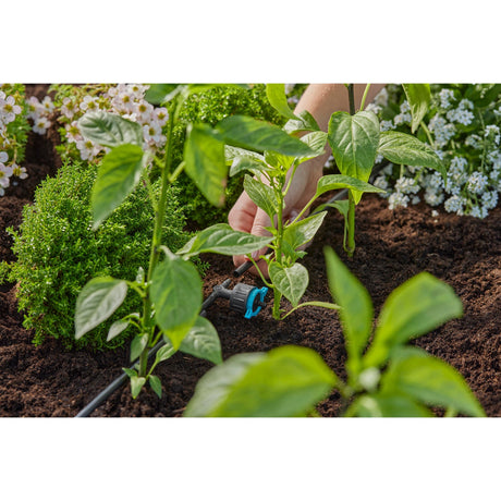 Gardena verstellbarer Serientropfer 1-8 l h, druckausgleichender Tropfer (schwarz türkis)