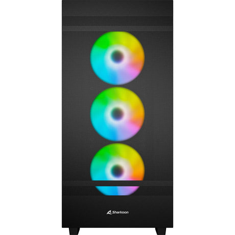 Sharkoon Rebel C50 schwarzes RGB-Midi-Tower-Gehäuse (schwarz | 2x USB-A | 1x USB-C | RGB | gehärtetes Glas)