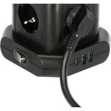 Brennerstuhl Steckdosenleisten-Tower mit 8 Steckdosenleisten in 45°-Anordnung Steckdosenleiste (Schwarz, 2x USB-A, 1x USB-C Stromlieferung)