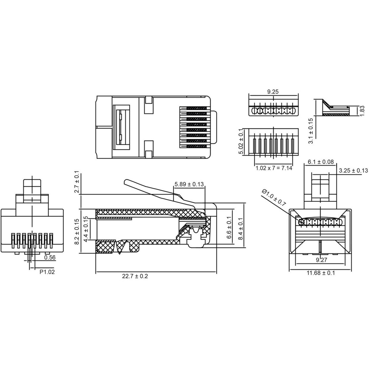 Goobay RJ45-Stecker, Cat 5e STP-Stecker (grau, 10 Stück)