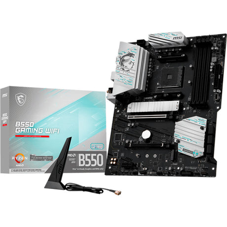 Msi b550 gaming wifi socket am4 moederbord (zwart zilver, gb-lan, wi-fi 5, bt, sound, atx)