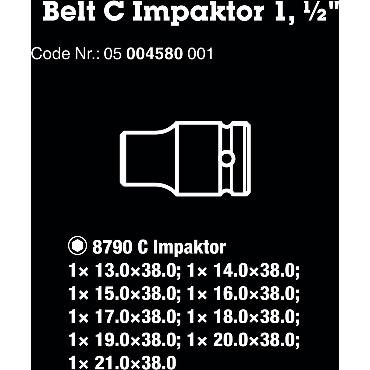 Wera Belt C Impactor 1 Steckschlüsselsatz, 1 2 Steckschlüssel (schwarz, 9-teilig, für Schlagschrauber)