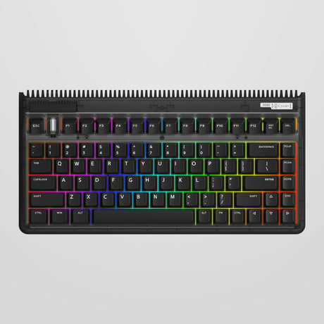 Iqunix OG80 Dark Side kabellose mechanische Tastatur (Schwarz, US-Layout (QWERTY), Gateron-Braun, 80 % (TKL), RGB-LEDs, Hot-Swap-fähig, PBT, 2,4 GHz | Bluetooth 5.1 | USB-C)
