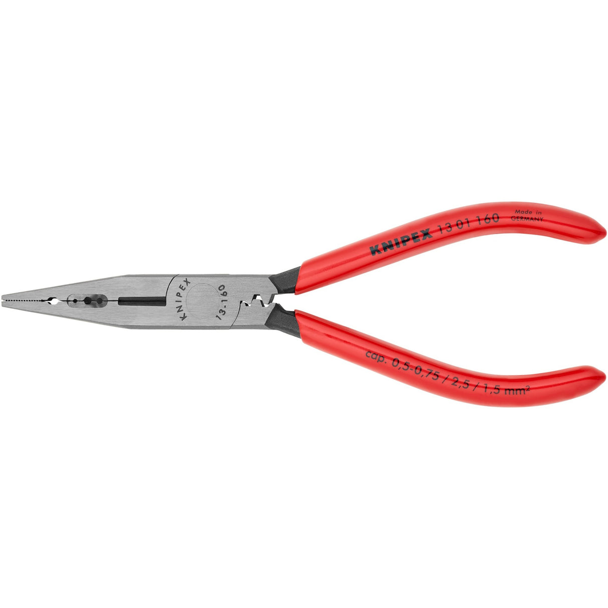 Knipex Verkabelungszange schwarz atramentiert mit Kunststoffummantelung 160 mm - 1301160