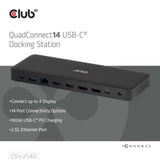 Club 3D 14-1 USB-C Quad-Display-Dockingstation (Schwarz)