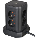 Brennerstuhl Steckdosenleisten-Tower mit 8 Steckdosenleisten in 45°-Anordnung Steckdosenleiste (Schwarz, 2x USB-A, 1x USB-C Stromlieferung)