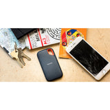Sandisk Extreme Portable v2, 2 TB externe SSD (schwarz orange, SDSSDE61-2t00-G25, USB-C)