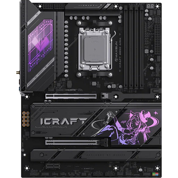 Maxsun ms-icraft b850 aiga socket am5 moederbord (zwart, raid, 5.0 gb-lan, wlan, bt, sound, atx )