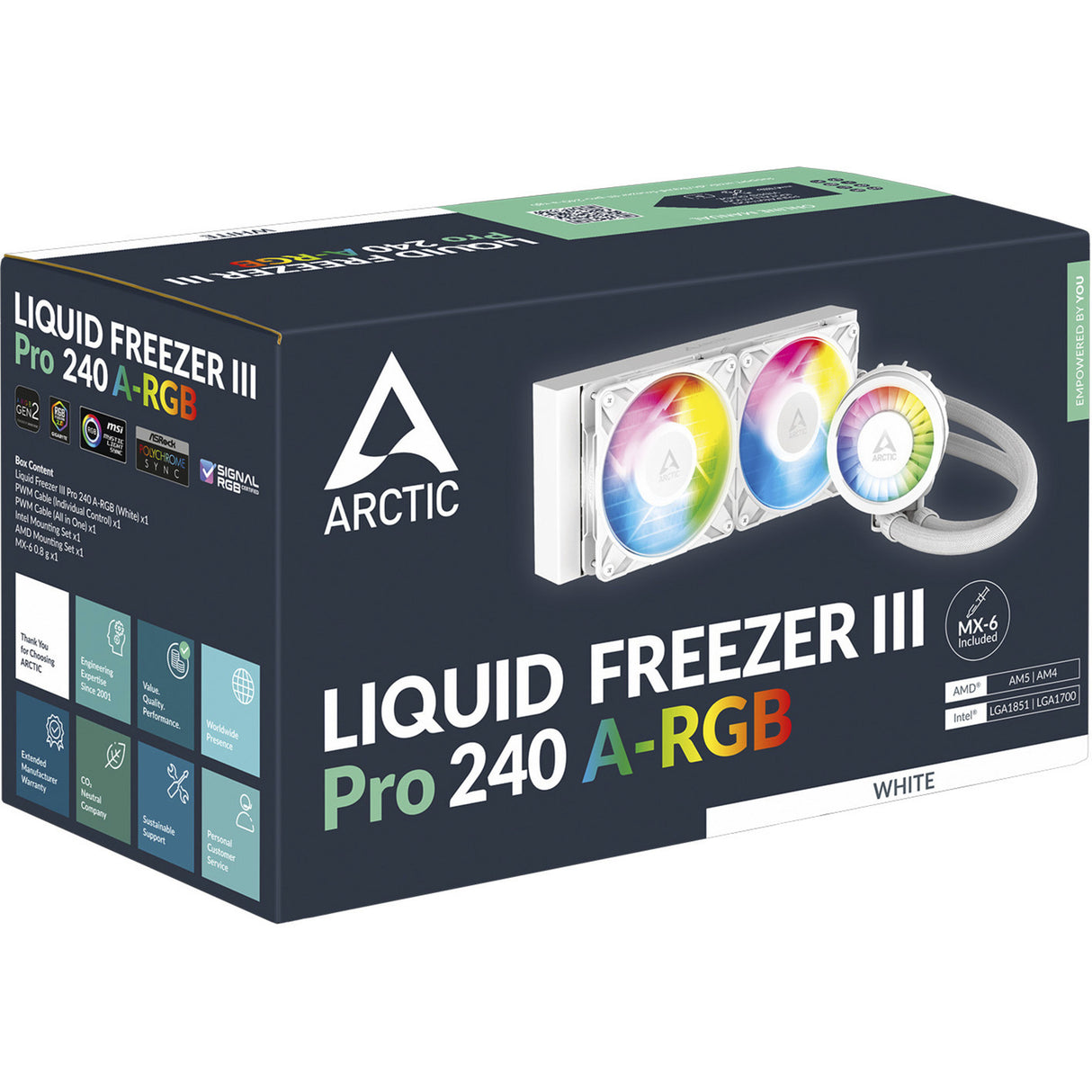 Arctic Liquid Freezer III Pro 240 A-RGB Wasserkühlung (weiß, 4-poliger PWN-Lüfteranschluss)