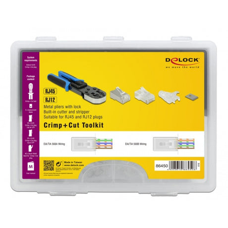 Delock RJ45 Crimp + Cut Set Crimpzange (schwarz blau)
