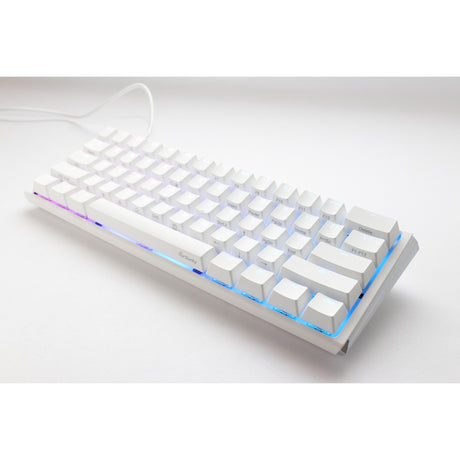 Ducky One 3 klassische reinweiße mechanische Mini-RGB-Tastatur (weiß, US-Layout (QWERTZ), Cherry MX-Rot, 60 %, RGB-LED, Double-Shot-PBT, Hot-Swap-fähig, Quack-Mechanik)