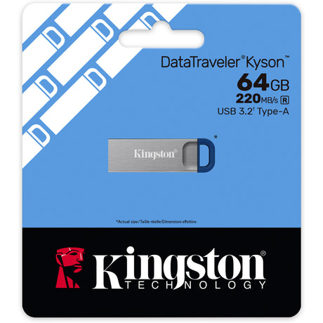 Kingston datatraveler kyson usb flash drive 64 gb usb-stick (zilver blauw, usb-a 3.2 (5 gbit s))