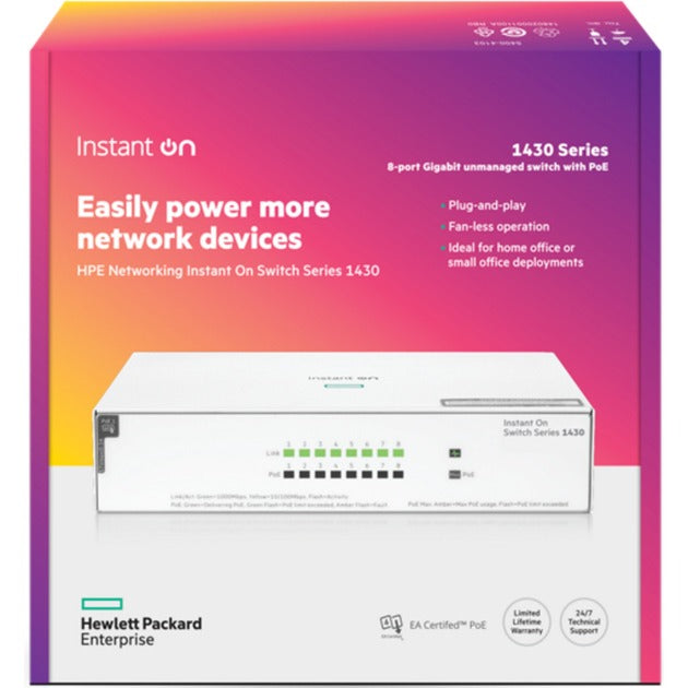 Hewlett Packard Enterprise Instant On 1430 8G CL4 PoE-Switch (64 Watt PoE)