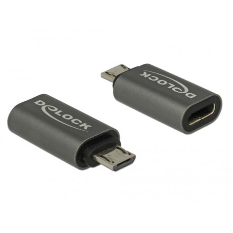 Delock Adapter USB 2.0 Micro-B Stecker auf USB Typ-C 2.0 Buchse (Anthrazit)