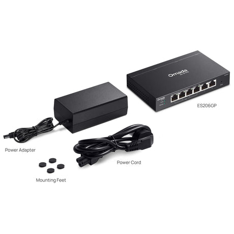 Tp-link omada es206gp switch (zwart, 4x poe+)
