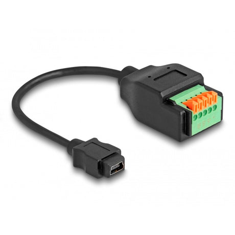 Delock USB 2.0 Adapter, USB 2.0 Typ Mini-B Buchse > 5 Pin Klemmblock (schwarz, 15cm)