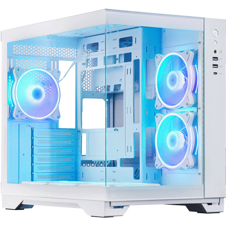 Chieftec Visio Midi Tower Gehäuse (weiß | 2x USB-A | 1x USB-C | RGB | gehärtetes Glas)
