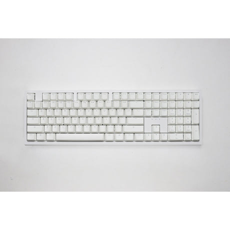 Ducky Zero 6108 Pure White RGB mechanische Gaming-Tastatur (weiß, US-Layout (QWERTZ), Cherry MX2A Blau, 100 %, RGB-LEDs, Double-Shot PBT, Hot Swap, 2,4 GHz | Bluetooth | USB-C)