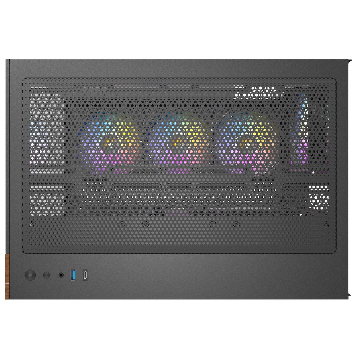 Antec cx800 Wood Argb Midi-Tower-Gehäuse (schwarze Holzfarbe | 1x USB-A | 1x USB-C | gehärtetes Glas)