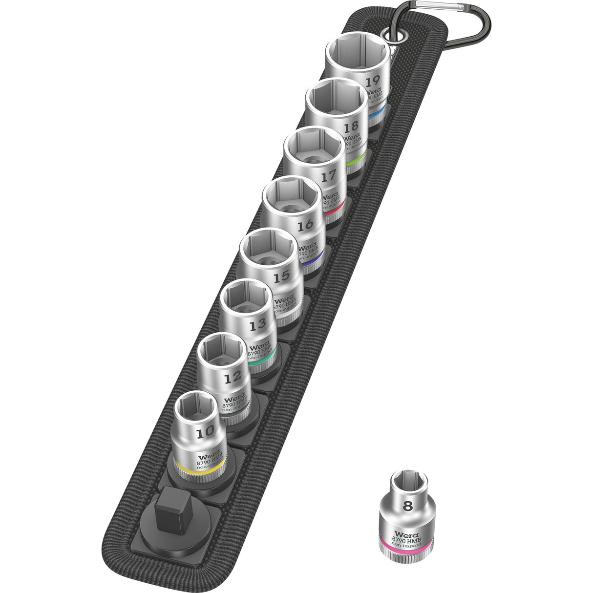 Wera Belt B 4 Zyklop Steckschlüsselsatz Steckschlüssel (schwarz silber, 9-teilig, mit 3 8 -Antrieb)