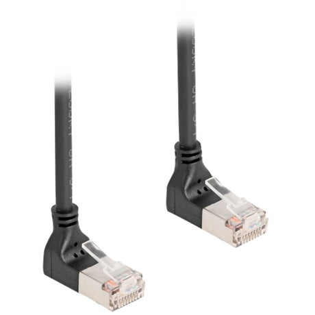 Delock RJ45 Netzwerkkabel Cat.6a S FTP Slim 90° nach oben nach oben gewinkelt 3 m Kabel (schwarz)