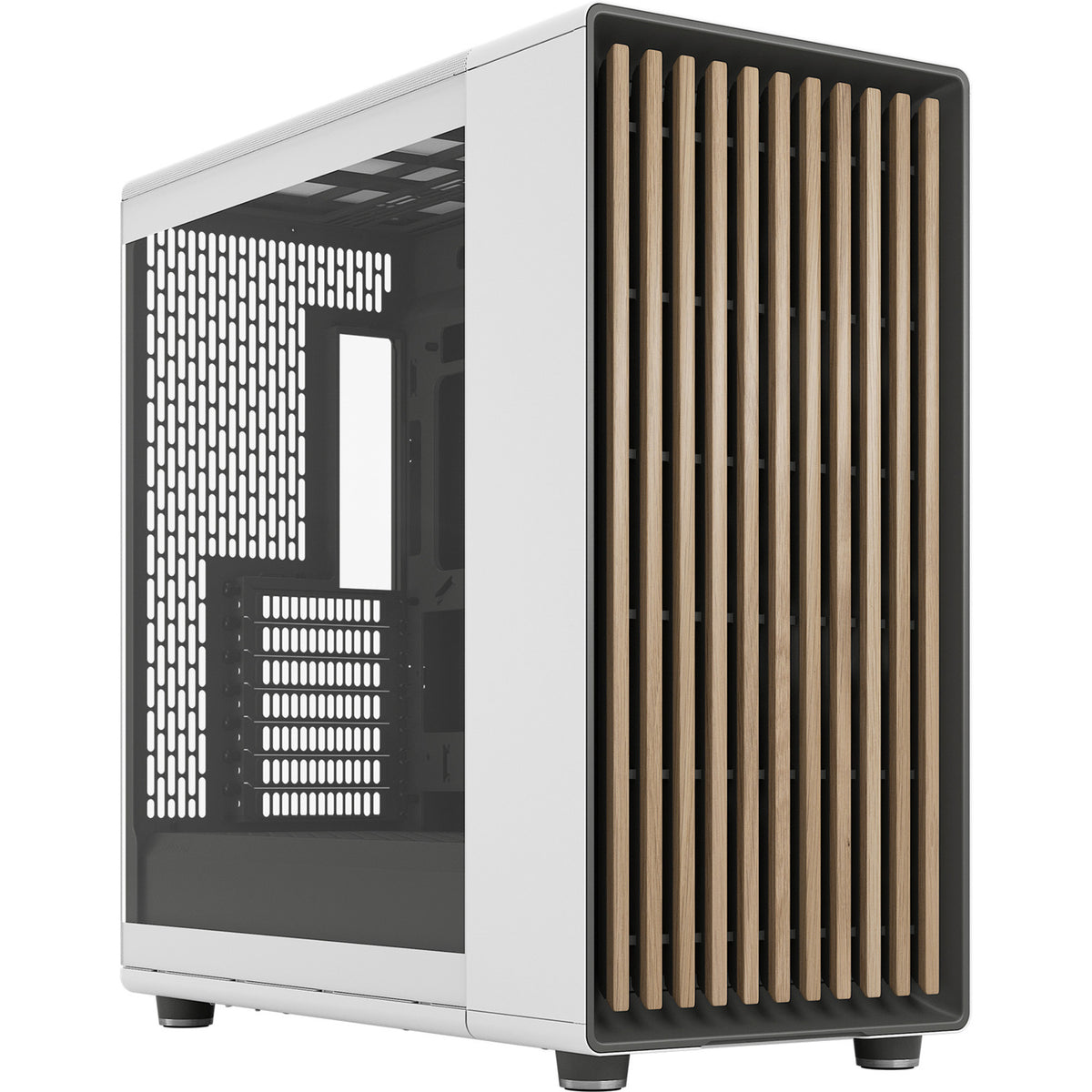 Fractal Design North XL RC Chalk White TG Clear Midi-Tower-Gehäuse (weiße Holzfarbe | 2x USB-A | 1x USB-C | gehärtetes Glas)