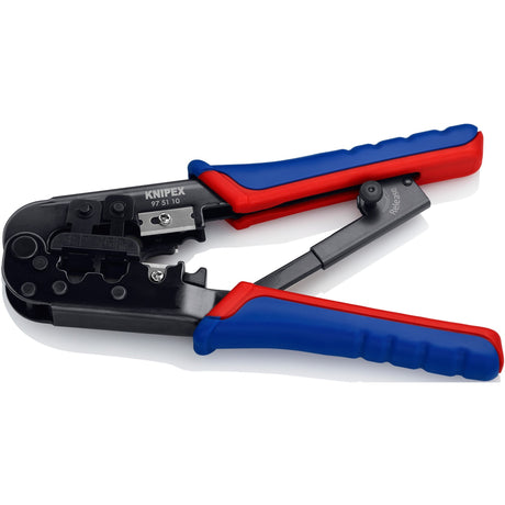 Knipex Crimpzange 97 51 10 sb (blau rot, RJ-11 12 und RJ-45 Stecker)