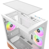 Thermaltake view 170 ws argb mini tower behuizing (wit houtkleur | 2x usb-a | rgb | tempered glass)