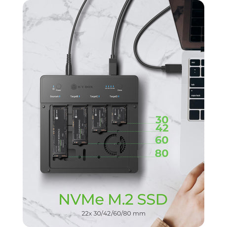 Icy Box ib-4013mcl-c4 4-Bay USB4® Duplikator (1:3 Klone) Dockingstation (schwarz)