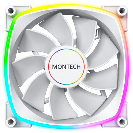 Montech RX140 PWM RGB-Gehäuselüfter (weiß, 140 x 25 x 140 mm, 3-Pin-Argb)