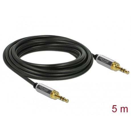 Delock Stereokabel 3,5 mm 3 Pin Stecker > 3,5 mm 3 Pin Stecker (schwarz, 5 Meter)