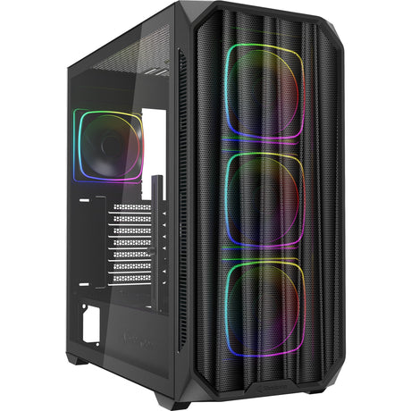 Sharkoon ak5m RGB Midi-Tower-Gehäuse (schwarz | 2x USB-A | 1x USB-C | RGB | gehärtetes Glas)